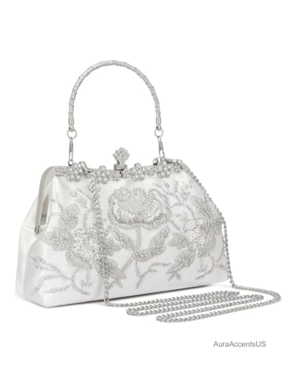 Vintage Beaded Sequin Clutch Evening Bag Wristlet Crossbody
